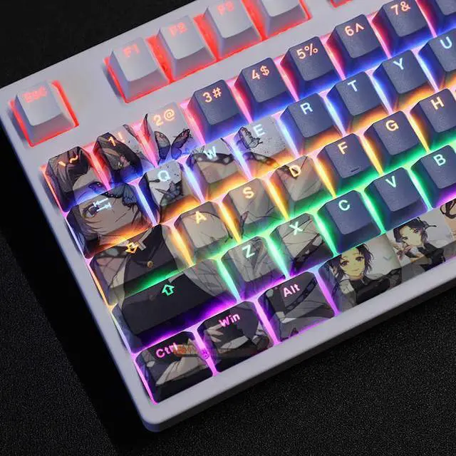 Alt view image 3 of 7 - Demon Slayer Kochou Shinobu translucency PBT heat-sublimation keycaps 108key Cherry Height