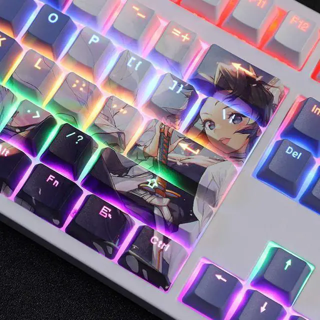Alt view image 4 of 7 - Demon Slayer Kochou Shinobu translucency PBT heat-sublimation keycaps 108key Cherry Height