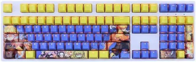 Alt view image 4 of 7 - Demon Slayer Agatsuma Zenitsu translucency PBT heat-sublimation keycaps 108key Cherry Height