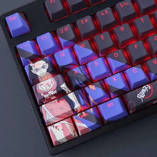Alt view image 5 of 7 - Demon Slayer Kamado Nezuko translucency PBT heat-sublimation keycaps 108key Cherry Height
