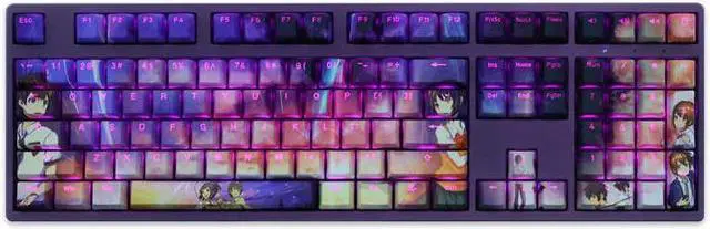 Alt view image 4 of 7 - Your Name. Tachibana Taki Miyamizu Mitsuha translucency PBT heat-sublimation keycaps 108key Cherry Height
