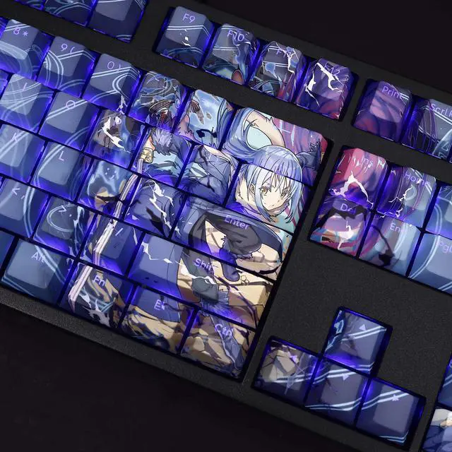 Alt view image 2 of 7 - Regarding my reincarnation into slime Rimuru Tempest translucency PBT heat-sublimation keycaps 108key Cherry Height