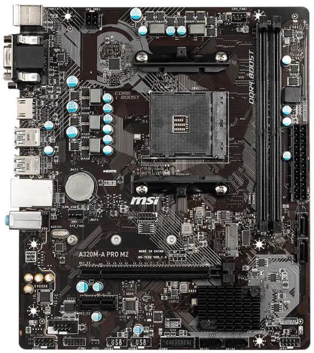 Main image of MSI A320M-A PRO M2 AMD A320 Socket AM4 DDR4 32GB Micro ATX Motherboard