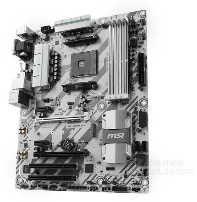 Alt view image 3 of 4 - MSI B350 TOMAHAWK ARCTIC AMD B350 Socket AM4 DDR4 64GB ATX Motherboard
