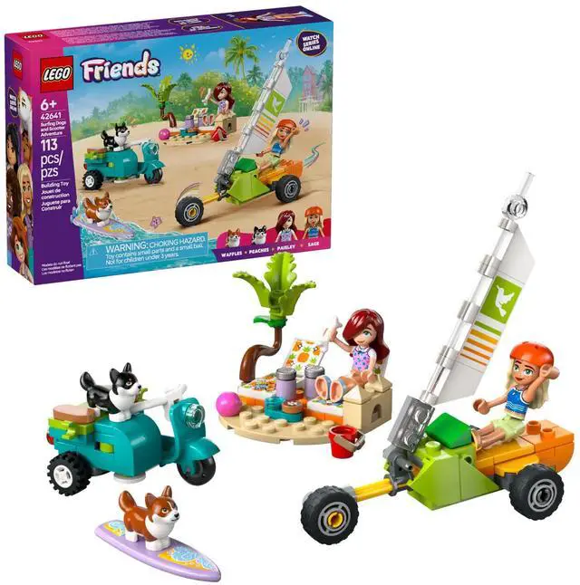 Alt view image 2 of 5 - international version Friends Series 42641 Surfing Dogs and Scooter Adventure Number of parts 113 Suitable for age 6+ toy building blocks