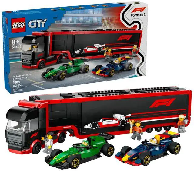 Alt view image 2 of 5 - international version city Series 60445 F1® Truck with RB20 & AMR24 F1® Cars Number of parts 1086 Suitable for age 8+ toy building blocks