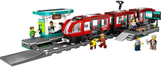 Main image of international version city Series 60423 Downtown Streetcar and Station Number of parts 811 Suitable for age 7+ toy building blocks
