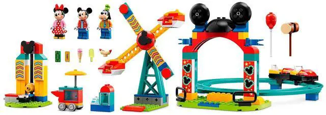 Alt view image 3 of 5 - international version Disney Series 10778 Mickey, Minnie and Goofy's Fairground Fun Number of parts 184 Suitable for age 4+ toy building blocks