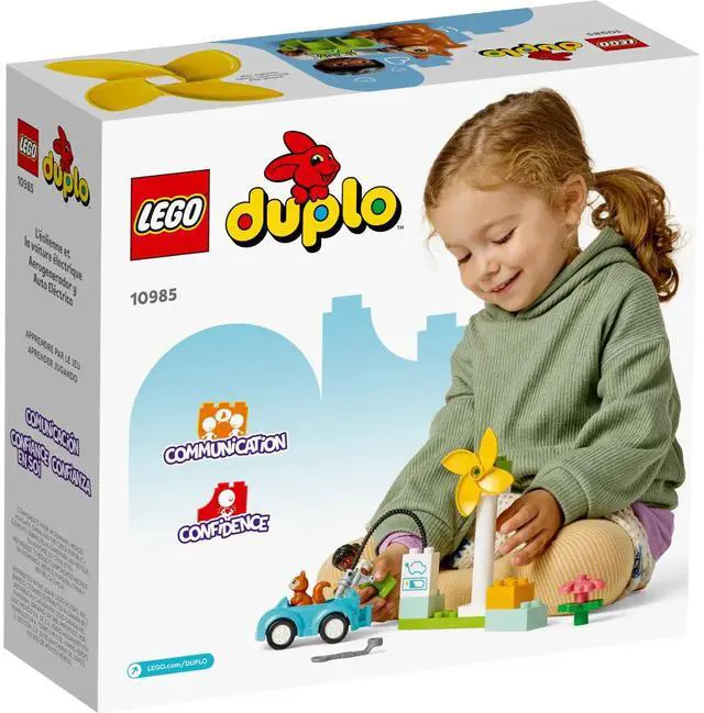 Alt view image 5 of 5 - international version duplo Series 10985 Wind Turbine and Electric Car Number of parts 16 Suitable for age 2+ toy building blocks