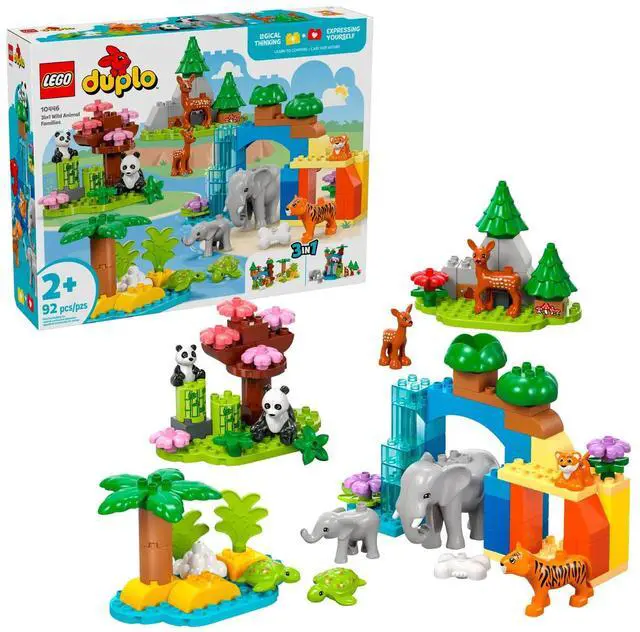 Alt view image 2 of 5 - international version duplo Series 10446 3in1 Wild Animal Families Number of parts 92 Suitable for age 2+ toy building blocks