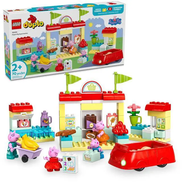 Alt view image 2 of 5 - international version duplo Series 10434 Peppa Pig Supermarket Number of parts 70 Suitable for age 2+ toy building blocks