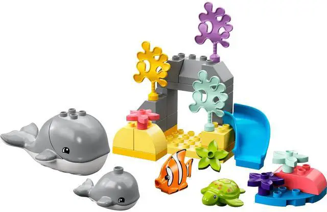 Main image of international version duplo Series 10972 Wild Animals of the Ocean Number of parts 32 Suitable for age 2+ toy building blocks