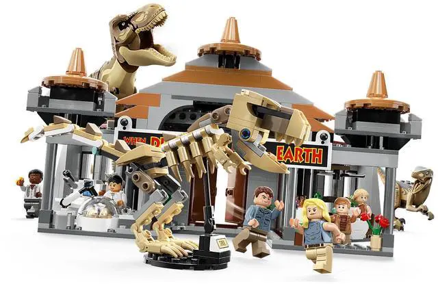 Alt view image 3 of 5 - international version jurassic world Series 76961 Visitor Center: T. rex & Raptor Attack Number of parts 693 Suitable for age 12+ toy building blocks