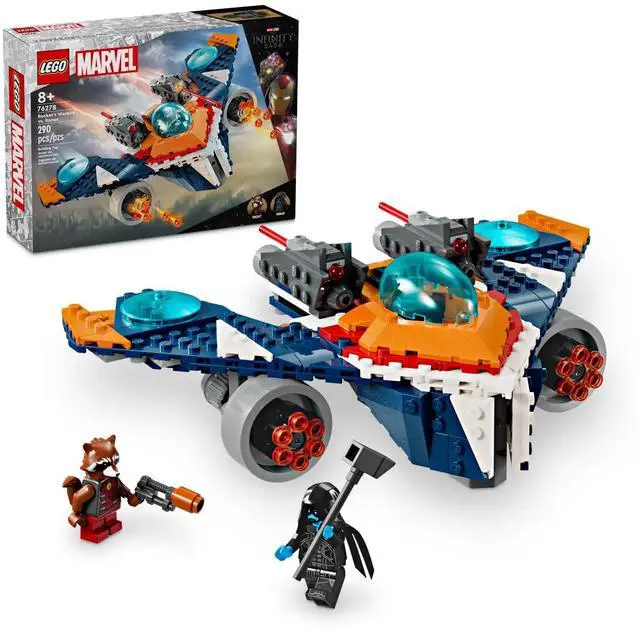 Alt view image 2 of 5 - international version marvel Series 76278 Rocket's Warbird vs. Ronan Number of parts 290 Suitable for age 8+ toy building blocks
