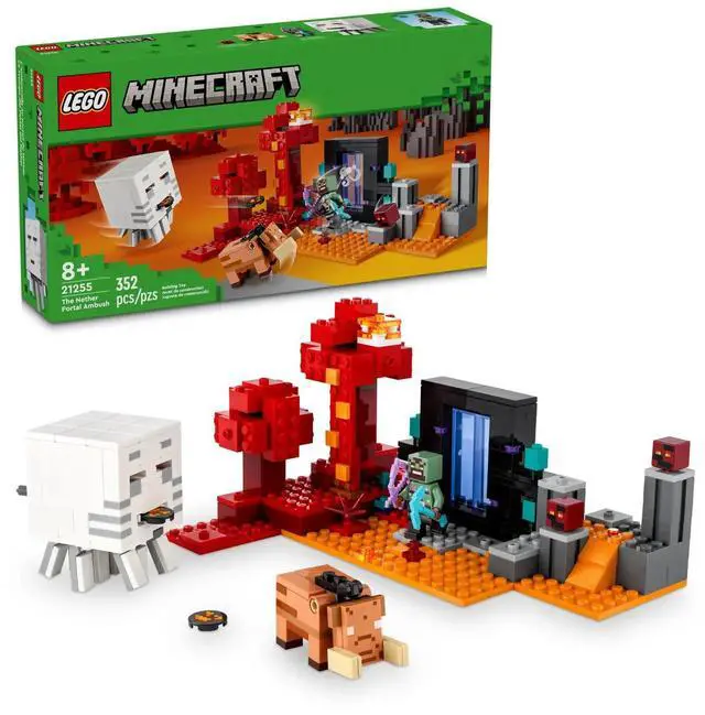 Alt view image 2 of 5 - international version minecraft Series 21255 The Nether Portal Ambush Number of parts 352 Suitable for age 8+ toy building blocks