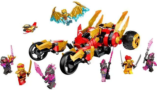 Main image of international version ninjago Series 71773 Kais Golden Dragon Raider Number of parts 624 Suitable for age 8+ toy building blocks