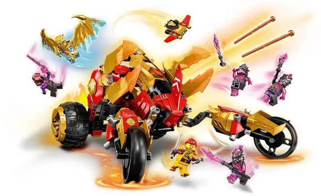 Alt view image 3 of 5 - international version ninjago Series 71773 Kais Golden Dragon Raider Number of parts 624 Suitable for age 8+ toy building blocks