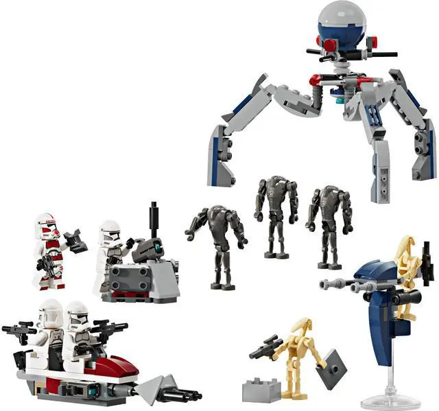 Main image of international version star wars Series 75372 Clone Trooper & Battle Droid Battle Pack Number of parts 215 Suitable for age 7+ toy building blocks