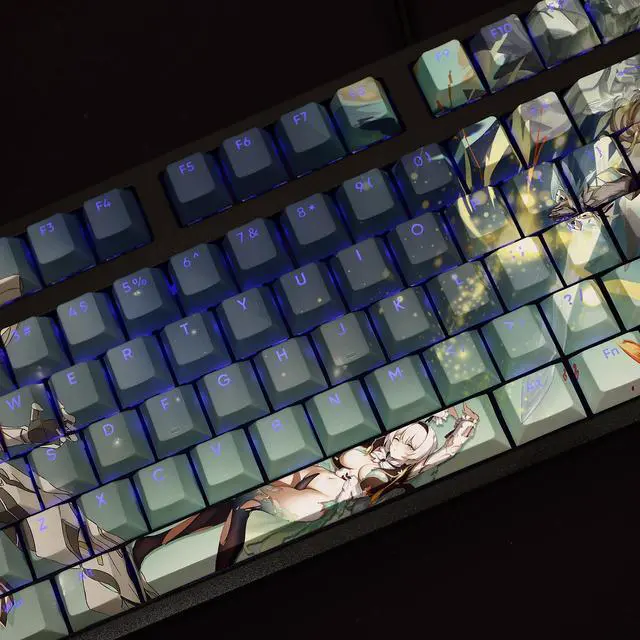 Alt view image 3 of 5 - Honkai: Star Rail Firefly translucency PBT heat-sublimation keycaps 108key Cherry Height
