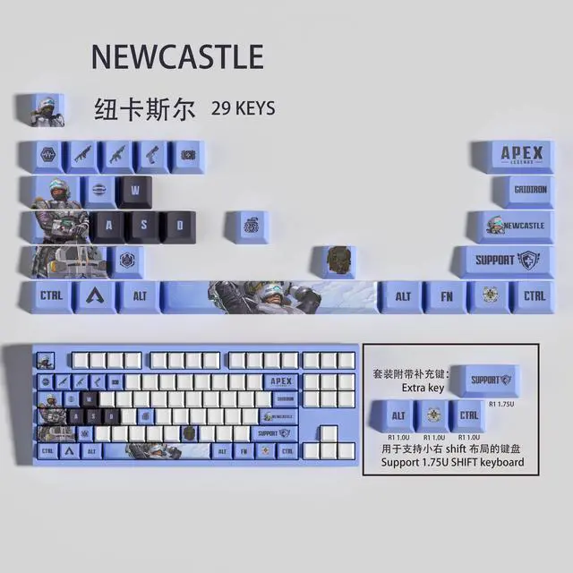 Alt view image 2 of 4 - APEX keycap NEWCASTLE PBT heat-sublimation keycaps 29key OEM Height