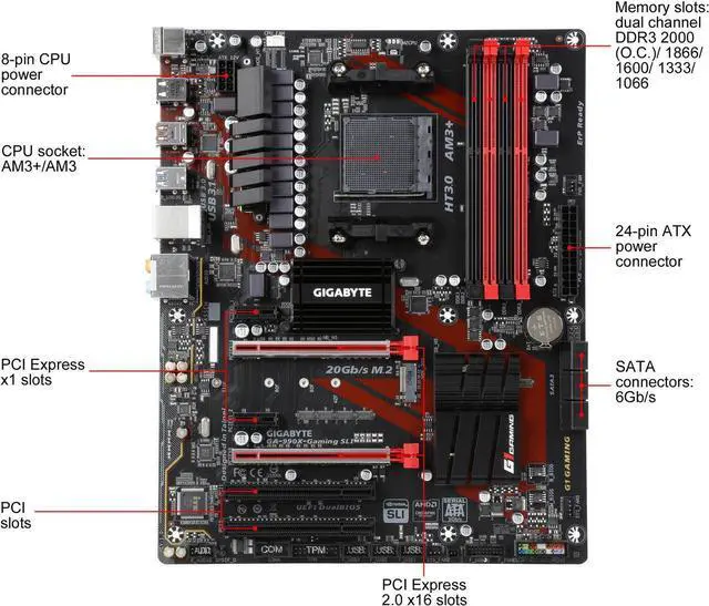 Main image of GIGABYTE GA 990X Gaming SLI Socket AM3+ AMD 990X DDR3 64 GB ATX