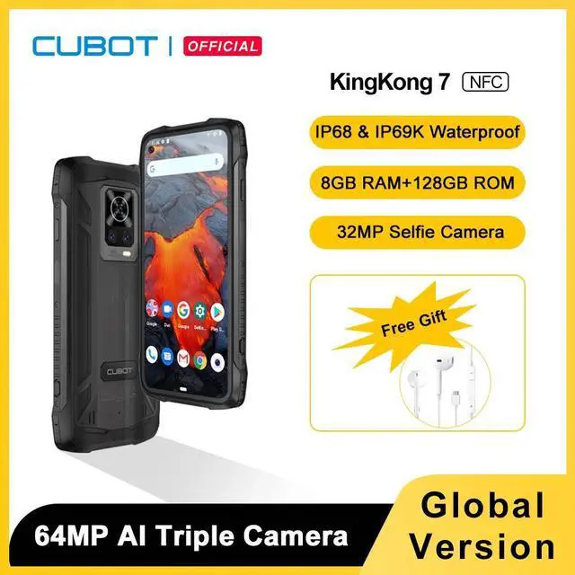 Main image of Rugged IP68 IP69K Waterproof Celular Cubot KingKong 7 8GB+128GB 64MP Triple Camera 6.36" FHD+ Screen 5000mAh NFC Android 11