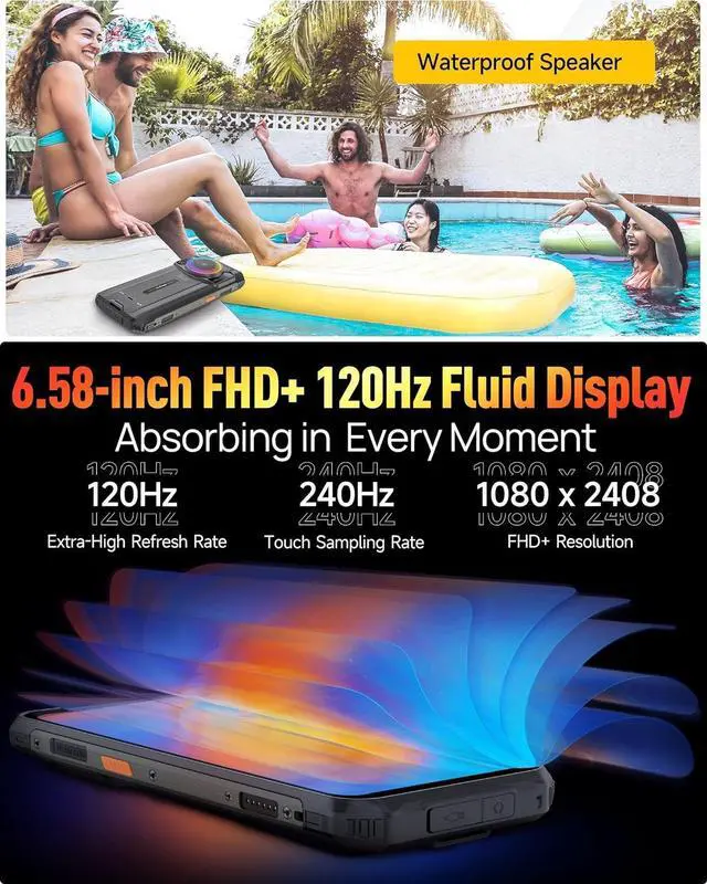 Alt view image 6 of 7 - sluting Ulefone Armor 21 Phone Android 14 Rugged Phone Unlocked 16G+256GB Rugged Smartphone 9600mAh 6.58" FHD+ 120Hz 64MP+24MP Night Vision Camera Dual SIM IP68 Smartphone NFC 122dB loudest Speaker IR