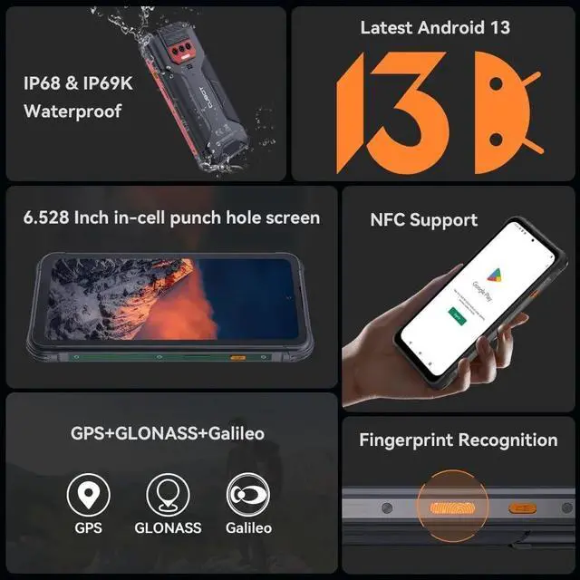 Alt view image 6 of 7 - CUBOT King Kong 8 Rugged Smartphone, 10600mAh Rugged Phone Unlocked, 12GB RAM+256GB ROM Cell Phones, 6.52" Screen, 5000LM LED Flashlight, 48MP Camera, IP68/69K/4G Dual SIM Android 13 Smart Phone