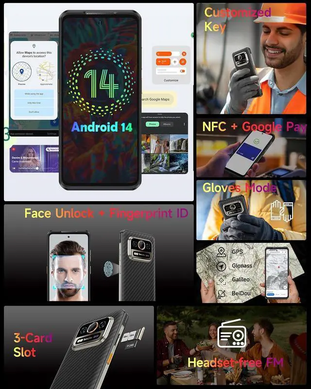 Alt view image 6 of 6 - sluting Ulefone Armor 25T Pro 5G Rugged Phone, Integrated with ThermoVue Thermal Imaging, Dimensity 6300 5G, 12(6+6)+256GB, 50MP+64MP+32MP Camera, Android 14, 6.78 120Hz, 6500mAh/Wireless Charging
