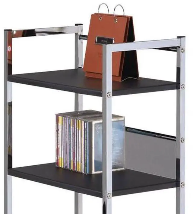Alt view image 4 of 7 - taoruifang Elvis Black & Chrome Finish Writing Desk W/Shelves