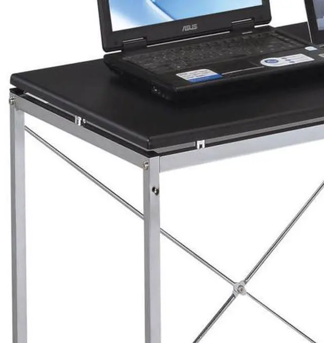 Alt view image 5 of 7 - taoruifang Elvis Black & Chrome Finish Writing Desk W/Shelves