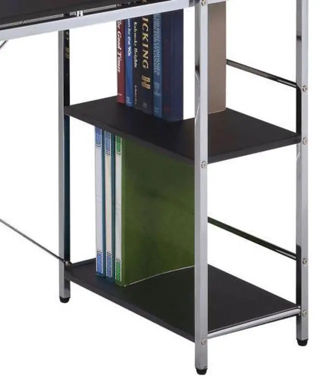 Alt view image 6 of 7 - taoruifang Elvis Black & Chrome Finish Writing Desk W/Shelves