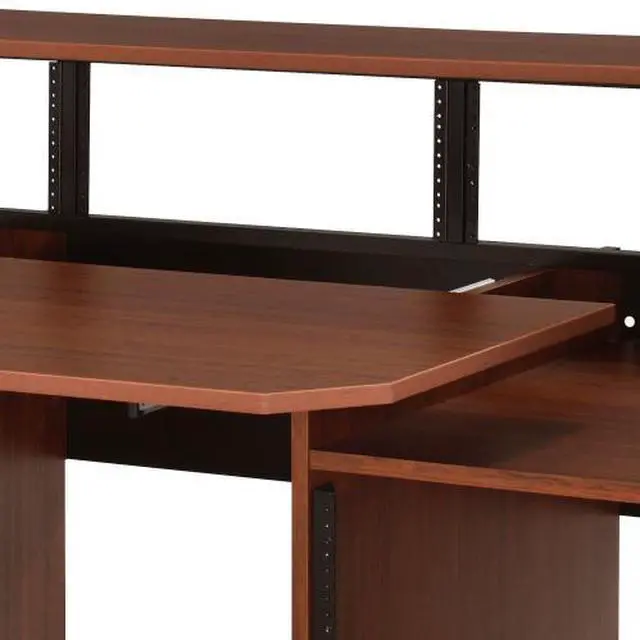 Alt view image 5 of 6 - taoruifang Cherry Music Desk with Earphone Rack Rectangular Computer Desk Freestanding Keyboard Tray with Shelves music desk Wood+Metal
