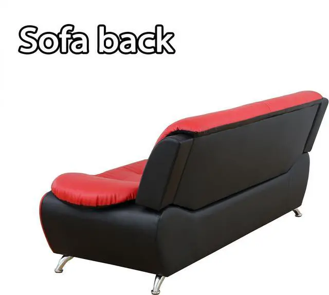 Alt view image 4 of 7 - taoruifang Black-Red  Faux Leather Sofa 3-Seater Sofa Living Room Sofa