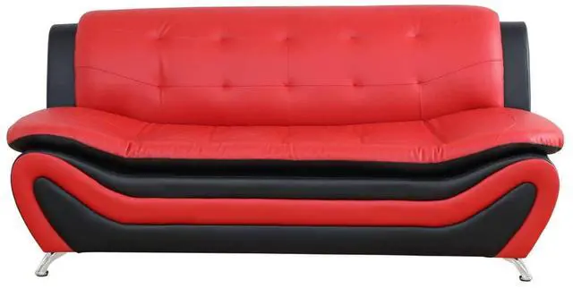 Alt view image 6 of 7 - taoruifang Black-Red  Faux Leather Sofa 3-Seater Sofa Living Room Sofa