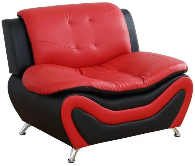 Main image of taoruifang Black & Red Faux Leather 1 Seat Living Room Sofa Reading Accent Chairs, Single Sofa Chair with Metal Legs for Living Room/Office/Bedroom