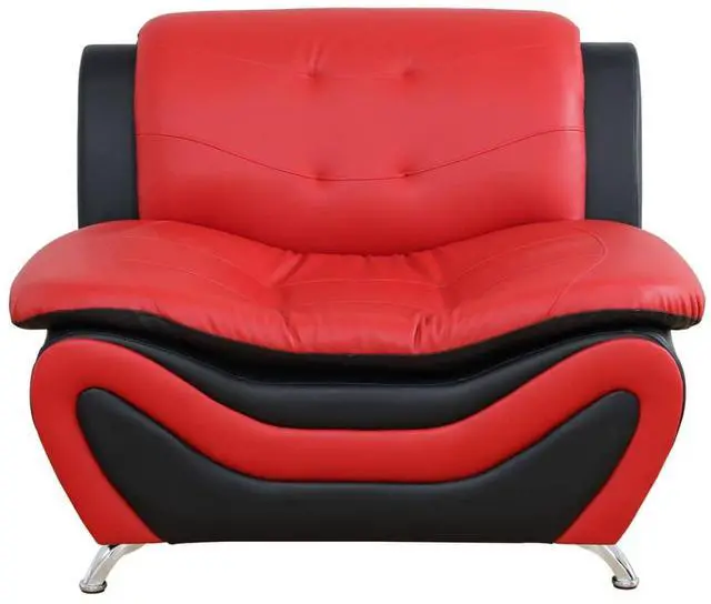 Alt view image 2 of 5 - taoruifang Black & Red Faux Leather 1 Seat Living Room Sofa Reading Accent Chairs, Single Sofa Chair with Metal Legs for Living Room/Office/Bedroom