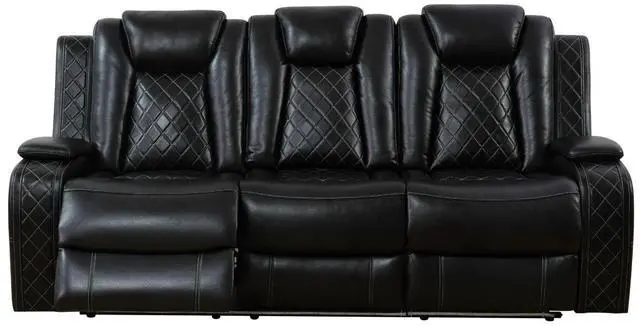 Main image of taoruifang Black Breathing Leather Living Room Sectional Recliner Sofa 3 Seat Couches