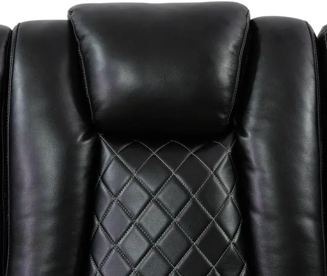 Alt view image 3 of 5 - taoruifang Black Breathing Leather Living Room Sectional Recliner Sofa 3 Seat Couches