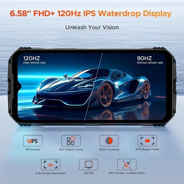 Alt view image 3 of 7 - sluting DOOGEE V MAX Pro (2025) 5G Rugged Phone,22000mAh,32GB+512GB/TF 2TB,Android 14 Rugged Smartphone,108MP+20MP Night Vision Phone, 6.58"FHD+ 120Hz IPS Screen, IP68/IP69K Waterproof,NFC/OTG/Face ID