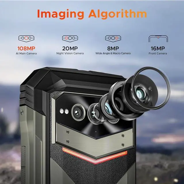 Alt view image 4 of 7 - sluting DOOGEE V MAX Pro (2025) 5G Rugged Phone,22000mAh,32GB+512GB/TF 2TB,Android 14 Rugged Smartphone,108MP+20MP Night Vision Phone, 6.58"FHD+ 120Hz IPS Screen, IP68/IP69K Waterproof,NFC/OTG/Face ID