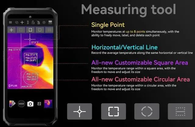 Alt view image 3 of 7 - sluting BL9000 Pro 5G Rugged Smartphone Unlocked (Thermal Imaging Camera), 36GB +512GB, Android 14, 50MP+50MP Camera, 120Hz 6.78" FHD+, Dual 5G SIM Rugged Phones, IP68/IP69K, 120W/NFC/WiFi 6/GPS