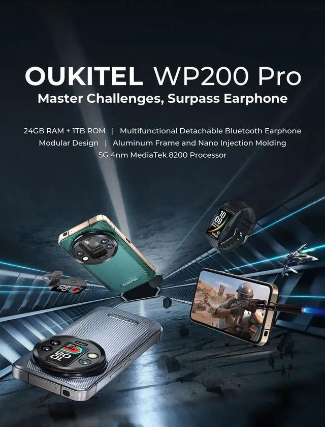 Alt view image 5 of 7 - sluting OUKITEL WP200 Pro Android 15 Rugged Phone 5G Unlocked-72GB RAM+1TB ROM Rugged Smartphone 6.7'' FHD+120HZ AMOLED Display