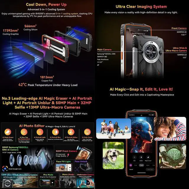 Alt view image 6 of 7 - sluting Blackview BV8200 Rugged Smartphone 12GB+256GB MTK Helio G100 6.5" 2.4K