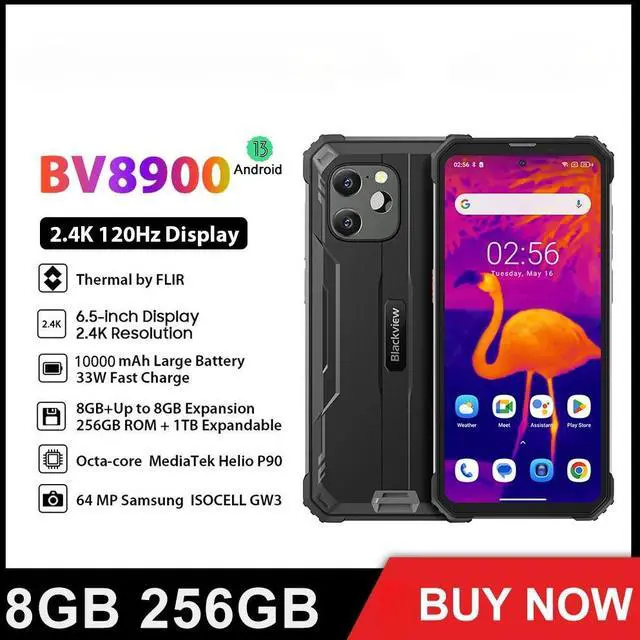 Alt view image 5 of 7 - sluting Blackview BV8900 Rugged Thermal 16GB 256GB Android 13 6.5'' Display Helio P90 10000mAh Battery