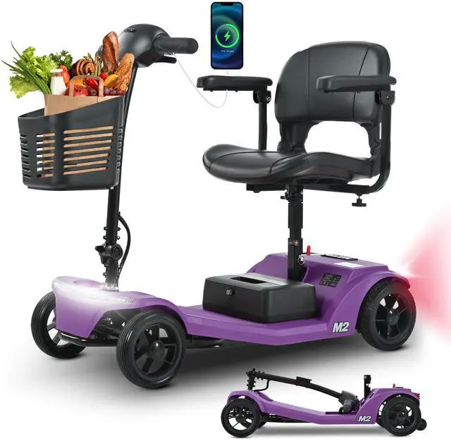 Main image of taoruifang Battery Powered 4 Wheel Mobility Scooter for Seniors-Electric Scooter for Adults- Heavy Duty Structure for All Terrain Indoor Outdoor Maximum Load Capacity 300 lb (Purple Color)