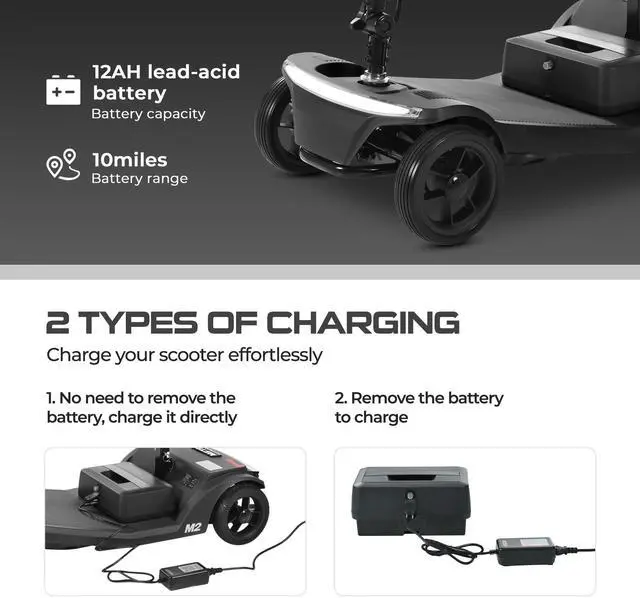 Alt view image 3 of 7 - taoruifang 20-Mile Portable Electric Scooter w/LED Lights, Folding Design & Adjustable Tiller - Black