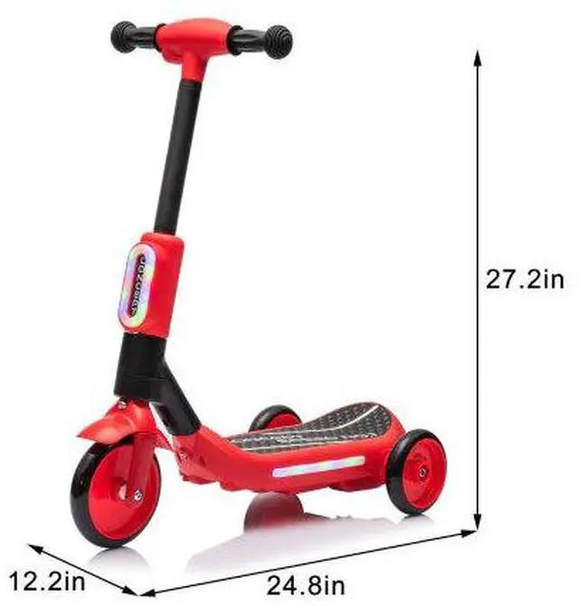 Alt view image 2 of 7 - taoruifang 2 in1 Kids Ride On Three-Wheel Balance Electric Scooter,Toy for kids,Tail Color Lights W/Spray,Wider Pedal,PU Wheels For Effective Floor Protection,Independent Light Switch With Music