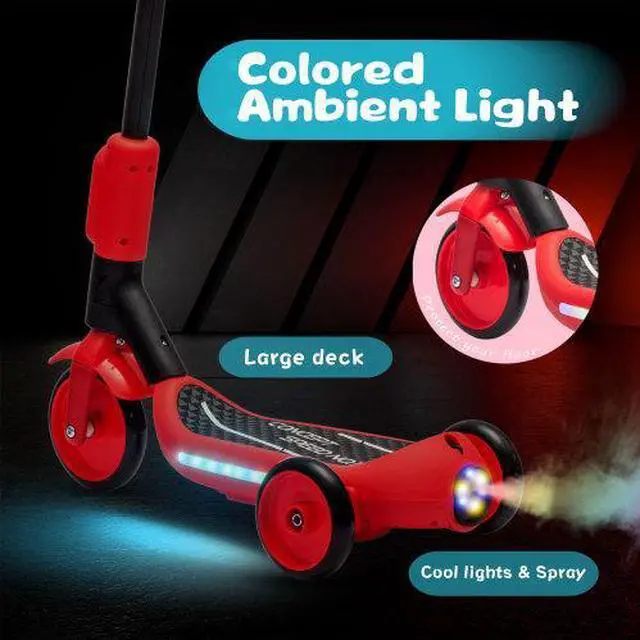 Alt view image 6 of 7 - taoruifang 2 in1 Kids Ride On Three-Wheel Balance Electric Scooter,Toy for kids,Tail Color Lights W/Spray,Wider Pedal,PU Wheels For Effective Floor Protection,Independent Light Switch With Music