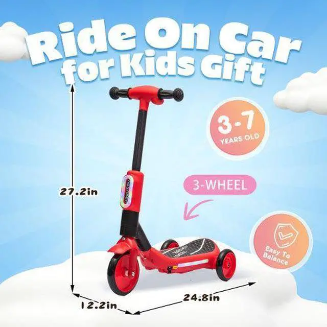 Alt view image 3 of 7 - taoruifang 2 in1 Kids Ride On Three-Wheel Balance Electric Scooter,Toy for kids,Tail Color Lights W/Spray,Wider Pedal,PU Wheels For Effective Floor Protection,Independent Light Switch With Music